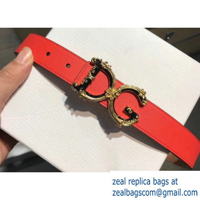 Dolce & Gabbana Width 3cm Belt Red with Baroque DG Logo - Click Image to Close